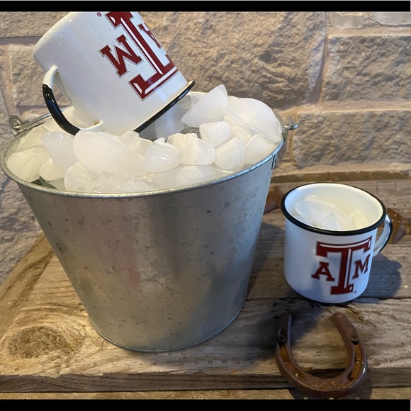 Texas A&M Ice Bucket / 2 Enamelware Mugs - Picture 5 of 10